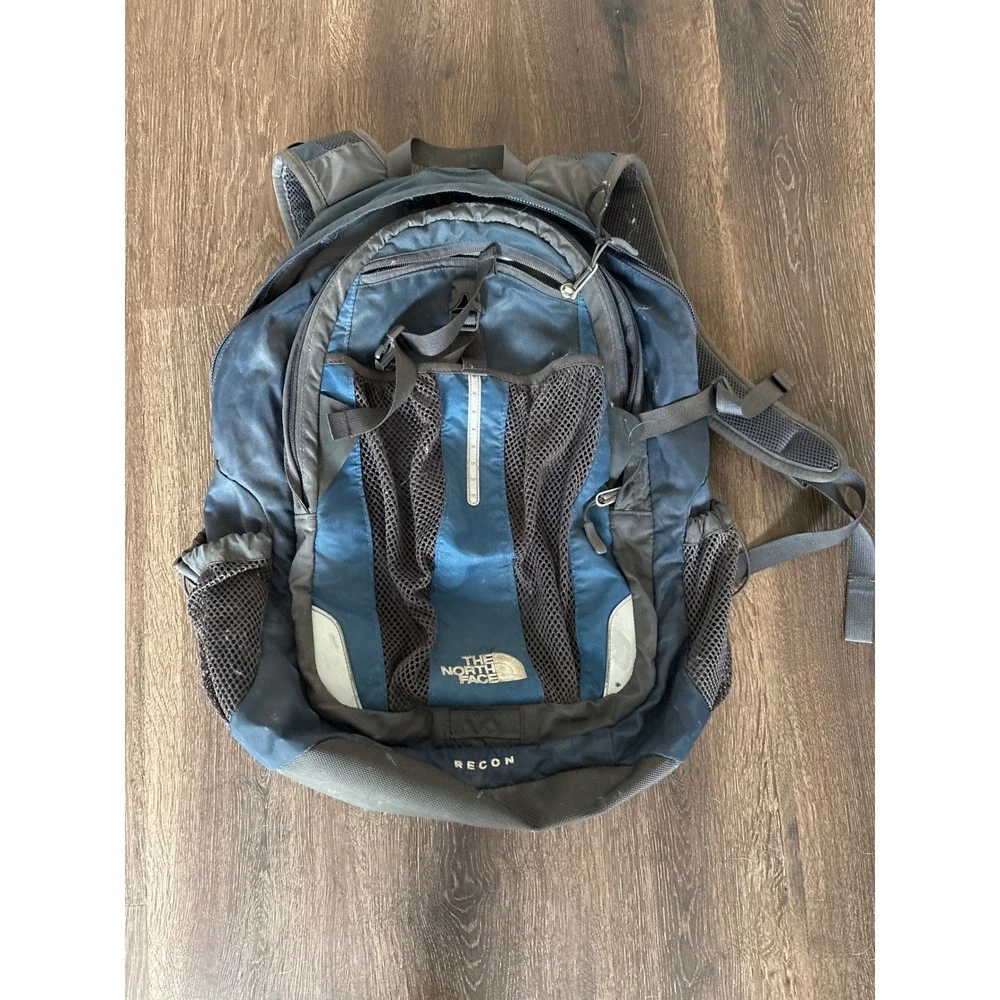 The North Face Recon Backpack Navy Blue Grey Hiking School Travel Bag